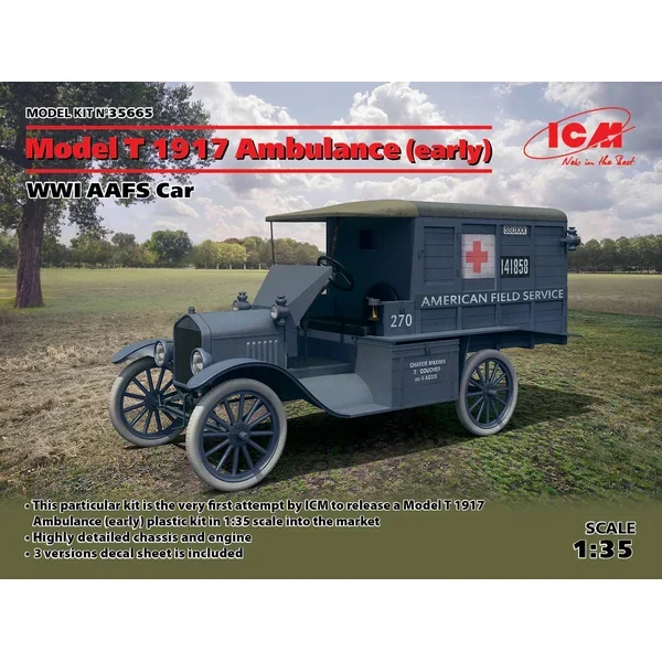 1/35 ICM Model T 1917 Ambulance (Early) WWI AAFS Car 35665