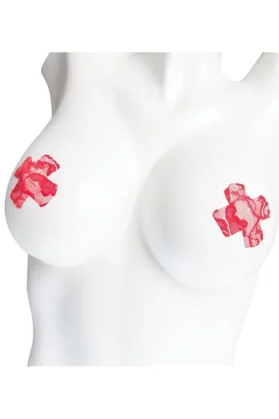 1 Black & 1 Red Pair – Lace Cross Pasties