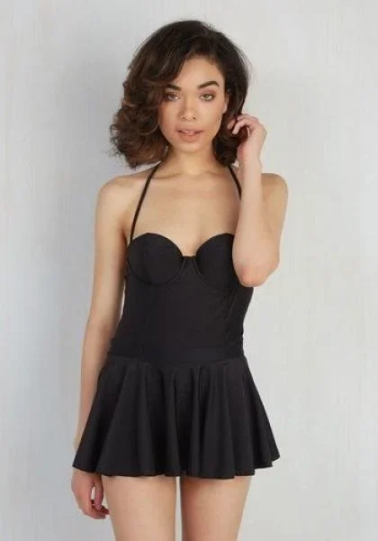 1 Piece Fit & Flare Swimsuit – Black –