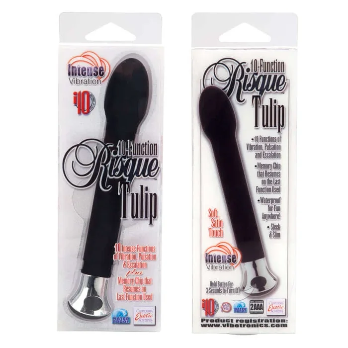 10-Function Risque Tulip Vibrator – Black Slim Vibrator