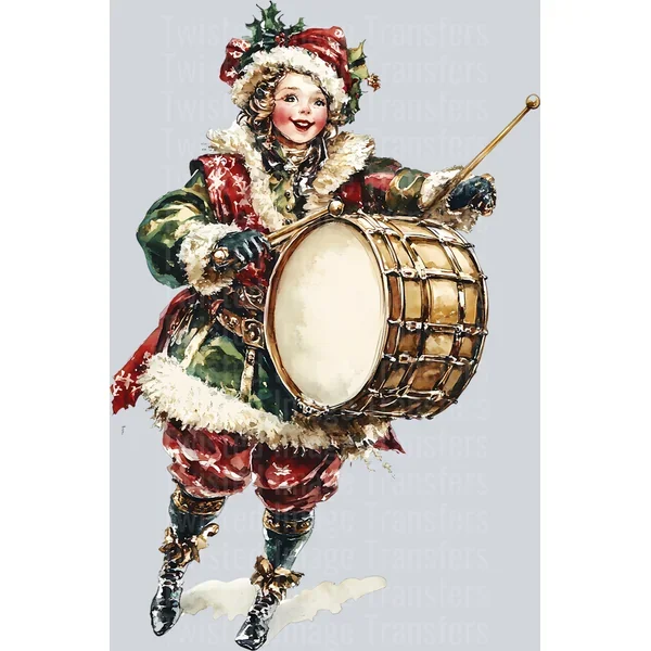 12 Days Of Christmas Drummer And Red Cheeks DTF (direct-to-film) Transfers
