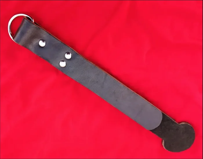 12-Inch Handcrafted Leather Penis Paddle with Thuddy Impact and Display D-Ring