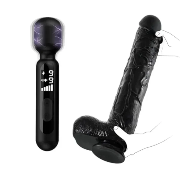 20.3 Inch Extra Large Long Dildo + Electric Shock Wand Vibrator