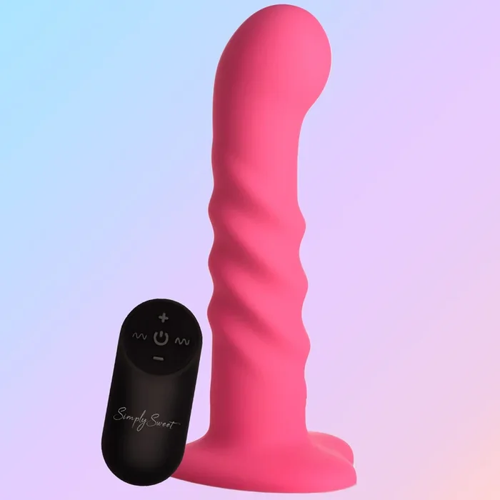 21X Vibrating Ribbed Silicone Dildo w/ Remote