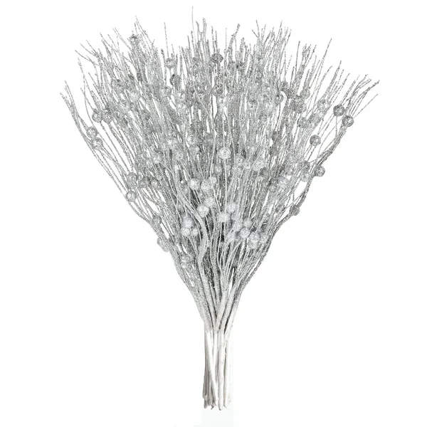22 Pack Christmas Glitter Berries Stems,16.5 Inch Silver Christmas Picks For F