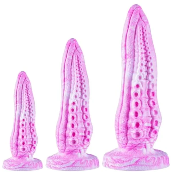3 Pcs Tentacle Octopus Dildo Set (6” Small,7.6” Large,8.9” Huge), Silicone Realistic Thick Monster Suction Dildo Anal Training Set, Fantasy Animal Big Penis Anal Plug Sex Toys For Women Beginners Pink