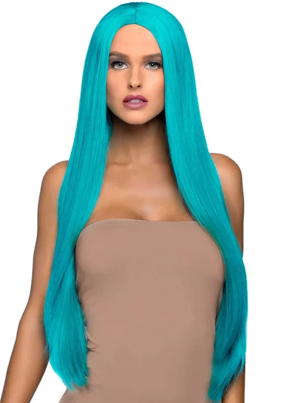 33 Inch Long Straight Center Part Wig – Turquoise