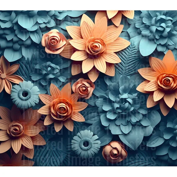 3D Flowers Tumbler Wrap 20 oz Skinny Straight Tumbler Wrap