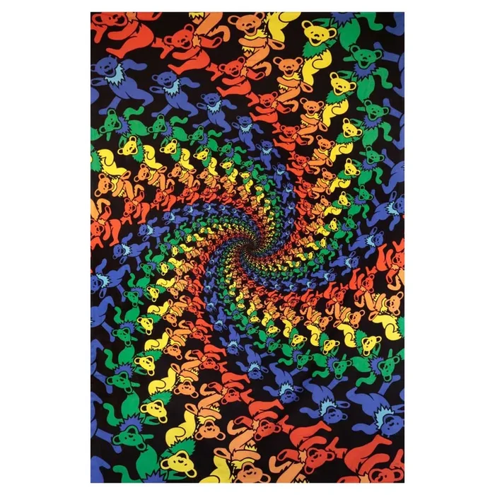 3D Grateful Dead Dancing Bears Spiral Tapestry 60″ x 90″