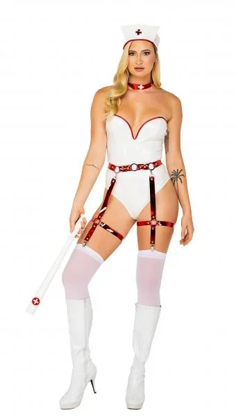 4 Piece Nightshift Nurse – White/Red –
