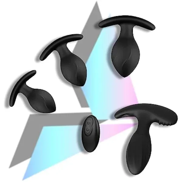4Pcs Plug Set -Butt Plush Sex Beginner, 10 Modes Remote Control Vibrating Anal Butt Plug Sex Toys & Games Kit For Men & Women, Couples