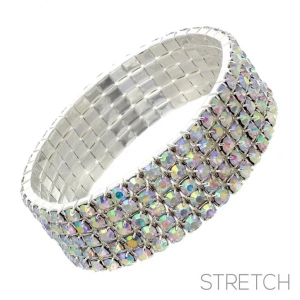5 Row Stretchy Rhinestone Bracelet – AB Silver