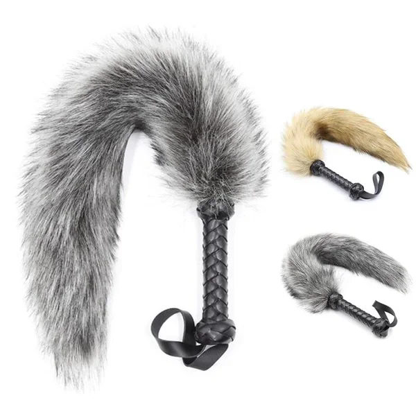 62Cm Fur Spanking Flogger Tail Sex Whip Fetish Kink Floggers