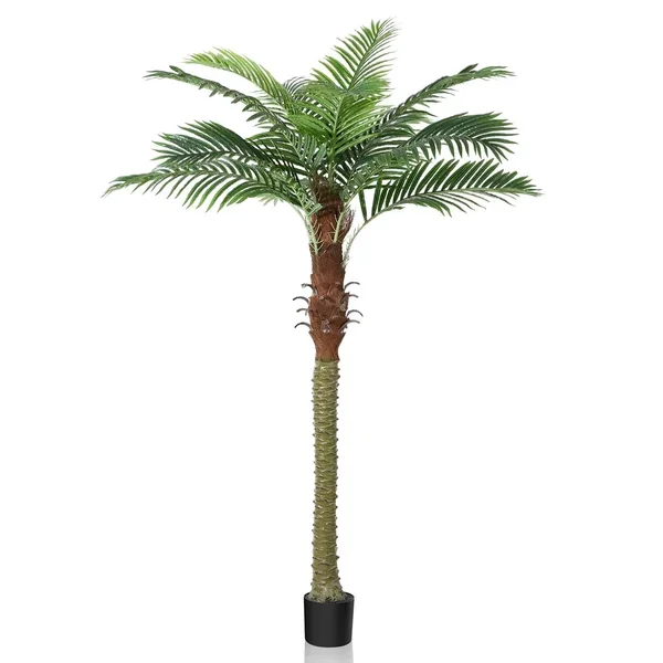 7Ft Artificial Sago Palm Tree Tall Fake Palm Plant With 12 Pcs Adjustable Leav