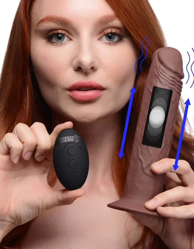 7X Remote Control Vibrating and Thumping Dildo – Dark