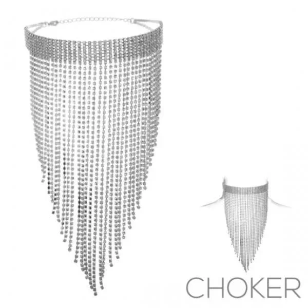 8″ Fringe Choker Necklace – Black