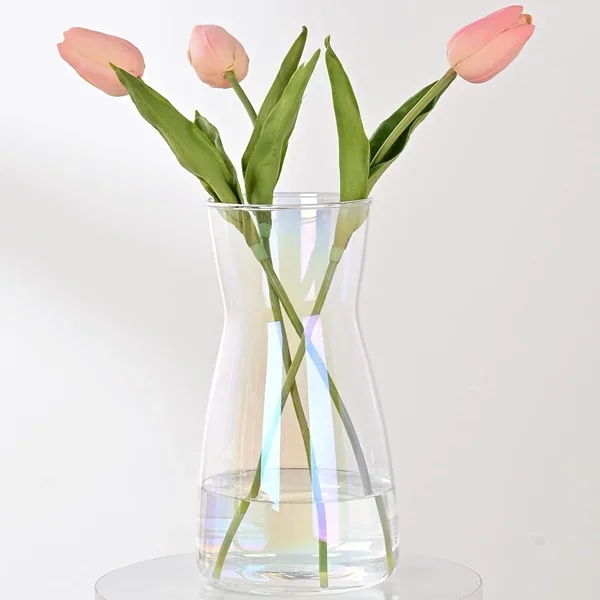 8″ Tall Iridescent Glass Vase – For Flowers, Centerpieces, Home Decor
