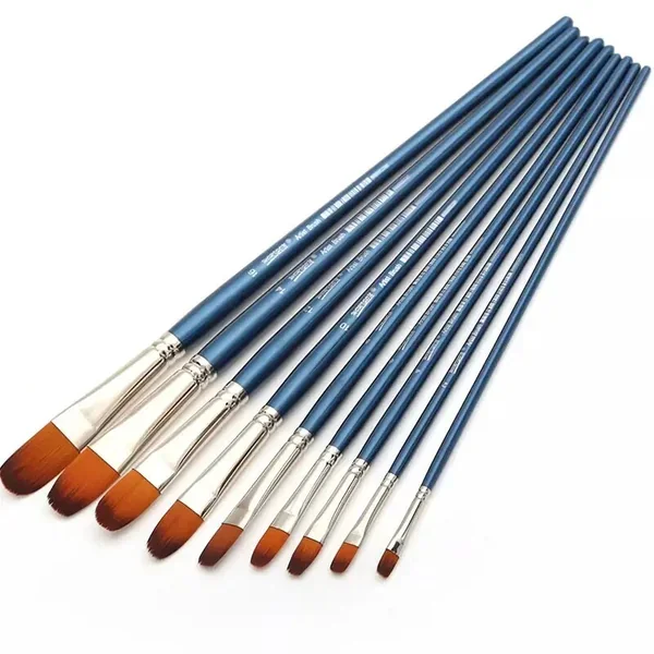 9pcs Nail Round Long Rod Oil Paint Brush Set