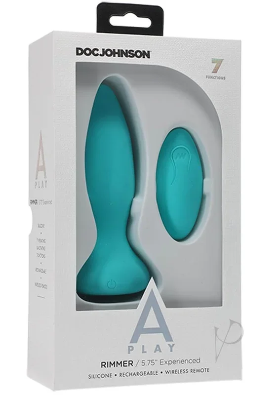 A-Play Rimmer Experi Plug with Remote – Teal | Powerful Anal Pleasure with Vibrations and Rimming Ridges