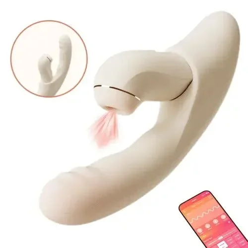 Acmejoy – 4 IN 1 APP Control Thrusting Sucking Heating G-spot Vibrators Detachable Stimulator
