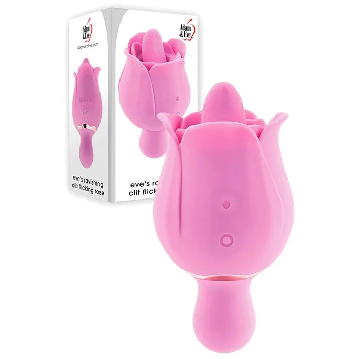 Adam & Eve EVES RAVISHING CLIT FLICKING ROSE – Pink USB Rechargeable Rose Flicking Stimulator