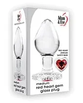 Adam & Eve Red Heart Gem Glass Plug