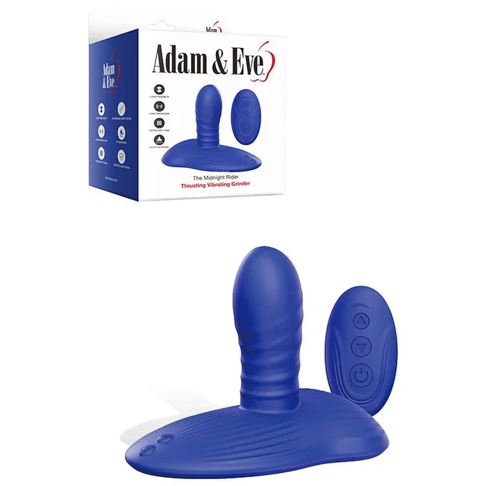 Adam & Eve THE MIDNGHT RIDER – Blue USB Rechargeable Thrusting Vibrating Grinder with Remote Control