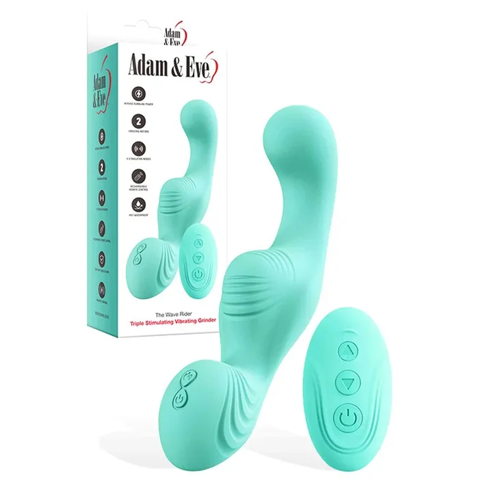 Adam & Eve THE WAVE RIDER – Teal USB Rechargeable Triple Stimulating Grinder Pad with Remote Control