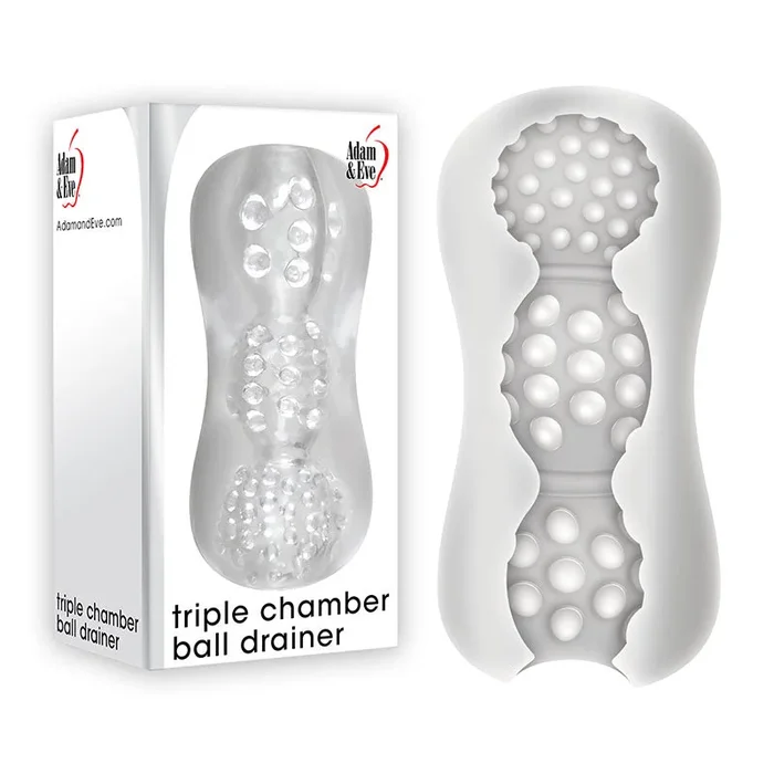 Adam & Eve Triple Chamber Ball Drainer – Clear Masturbator Sleeve