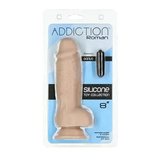 Addiction 100% Roman 8 inches Silicone Collection Beige Dildo
