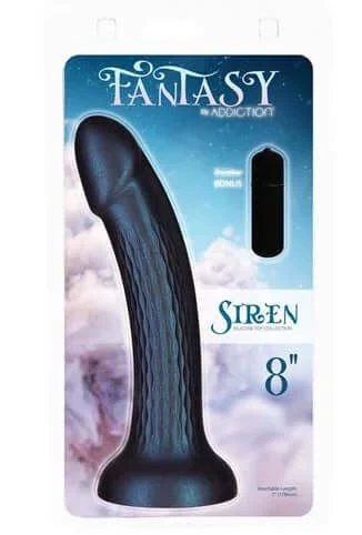 Addiction 100% Siren Fantasy 8-Inch Dong | Premium Silicone, Wave Texture, Suction Cup Base
