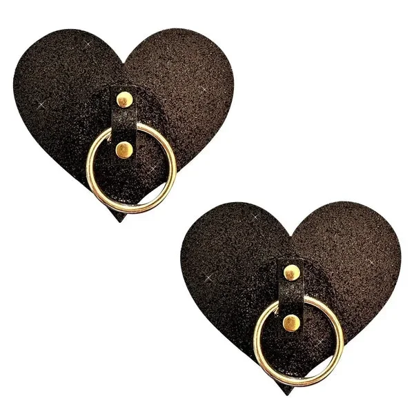 After Midnight Glitter Gold Hoop Nipple Cover Pasties – Black