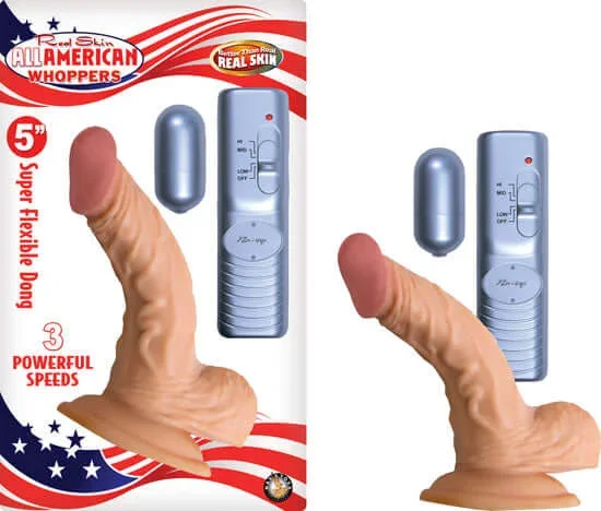 All American Whopper 5 Inches Vibrating Realistic Dong – Lifelike Pleasure at Your Fingertips!