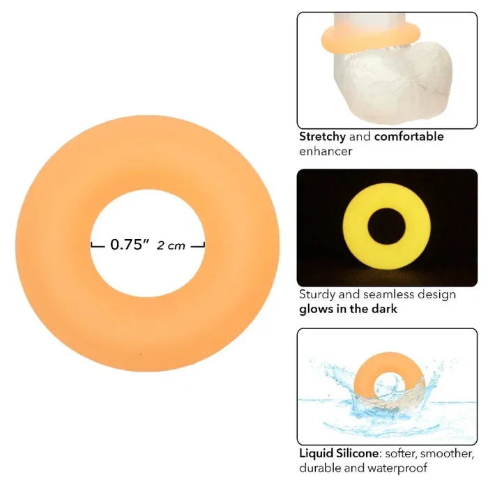 Alpha Glow-in-the-Dark Liquid Silicone Prolong Medium Ring – Orange