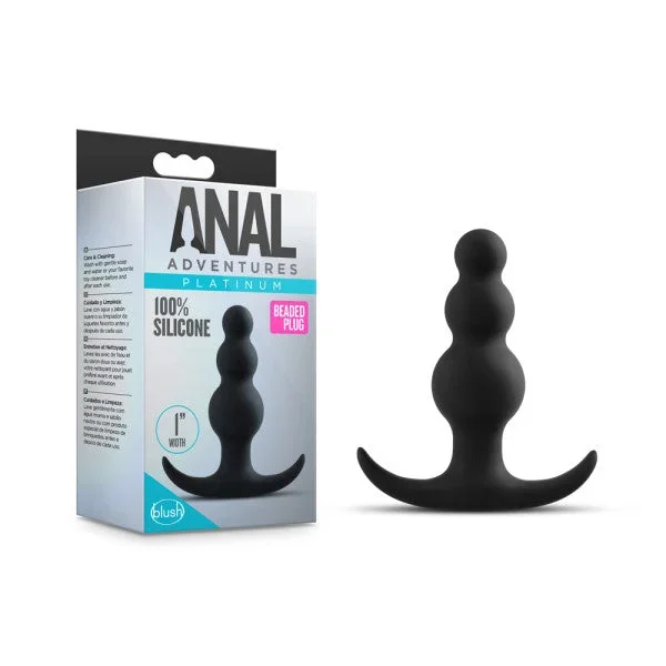 Anal Adventures Platinum Beaded Plug Black 7.6 Cm