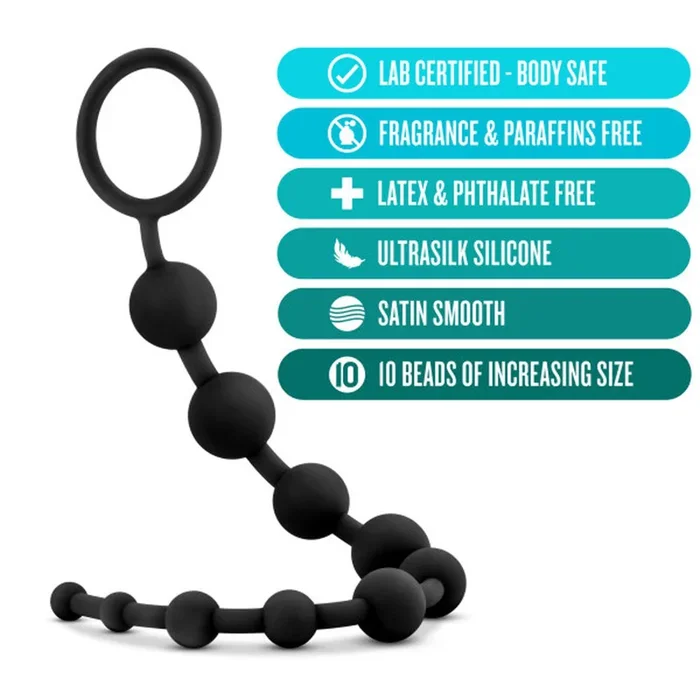Anal Adventures Platinum Silicone (Black) – Smooth Anal Beads