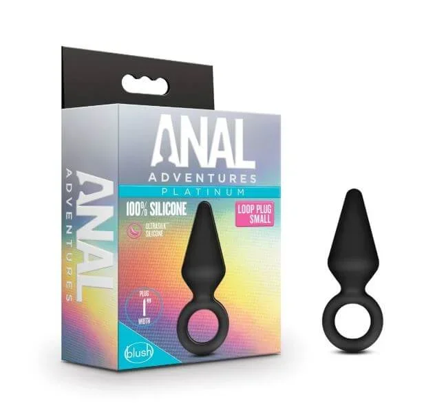 Anal Adventures Platinum Silicone Loop Plug Small Black