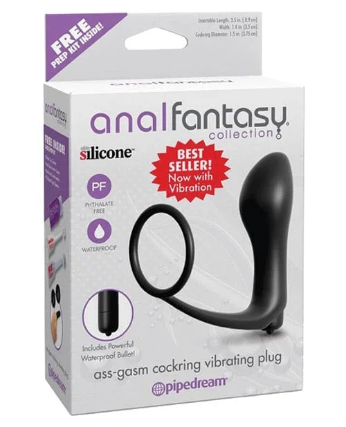 Anal Fantasy Collection Ass Gasm Vibrating Plug with Cockring