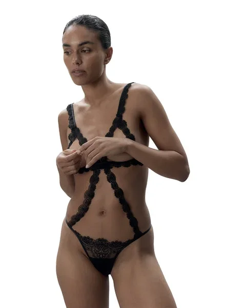 Arella Open Bodysuit – Black –