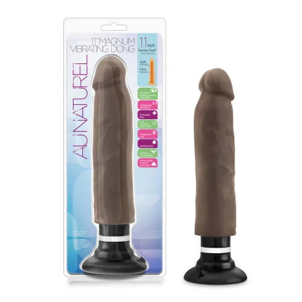 Au Naturel 11 inches Sensa Feel Magnum Vibrating Dong Chocolate Brown: The Ultimate Realistic Experience