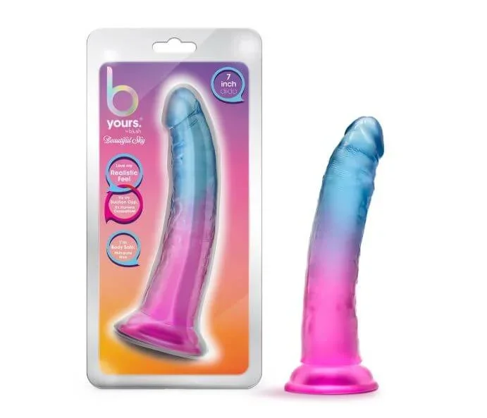B Yours Beautiful Sky 7.5″ Dildo with Suction Cup – Realistic Gradient Design