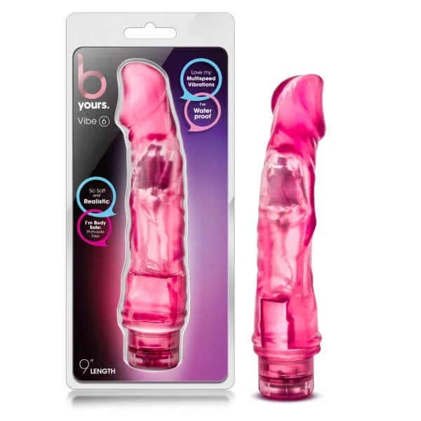 B Yours Vibe 6 Vibrating Dildo 9 inches – Pink