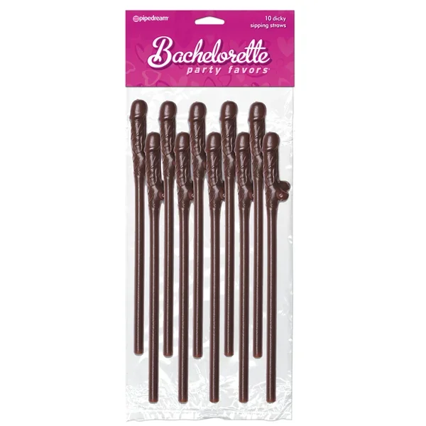 Bachelorette Party Favors 10 Dicky Sipping Straws Brown