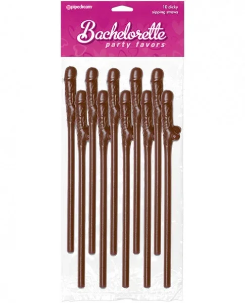 Bachelorette Party Favors Pecker Straws – Brown Pack of 10
