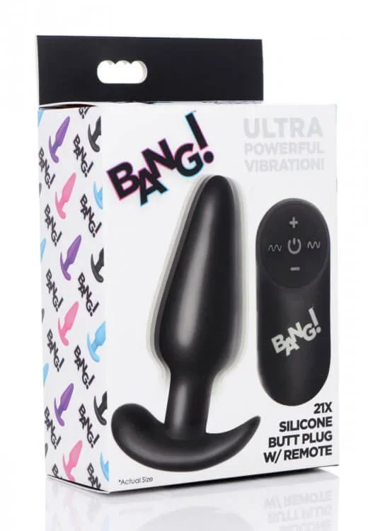 Bang 21x Silicone Butt Plug With Remote Black