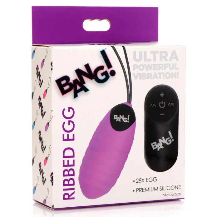 Bang 28x Ribbed Silicone Egg Vibrator Purple
