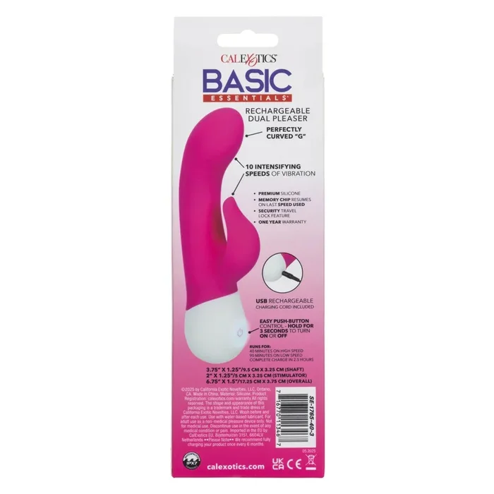 Basic Essentials Rechargeable Dual Pleaser – Pink