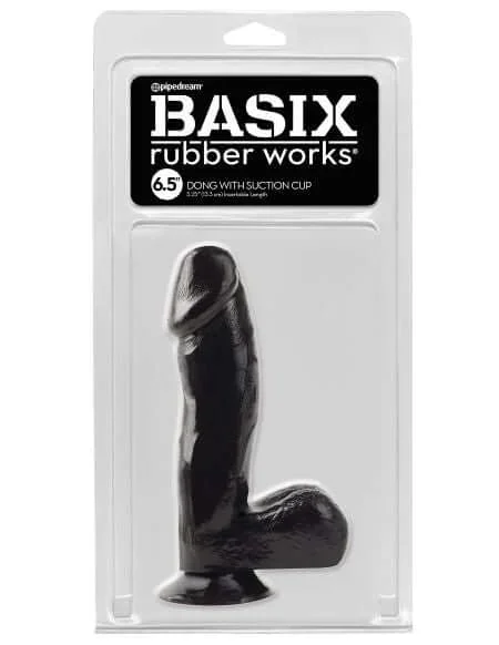Basix Rubber Works Ballsy Dong – 6.5″ Black | Suction Cup Base