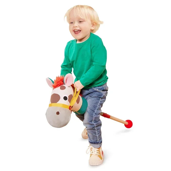 Battat – Classic Hobby Horse – Plush Stick Horse – Wooden Pole & Sensory Te