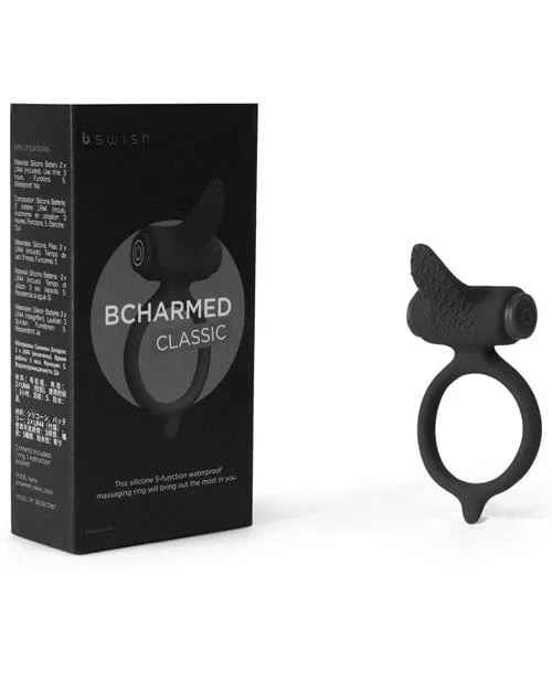 Bcharmed Classic Vibrating Cock Ring – Black